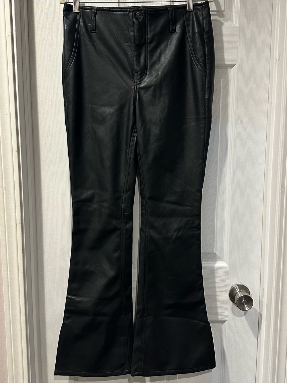 We The Free Black Faux Leather Flare Jeans